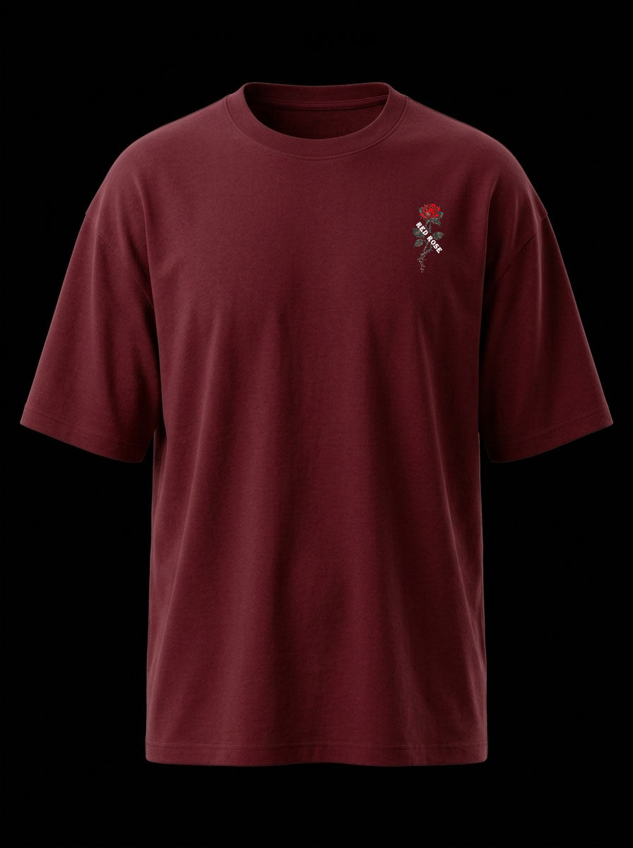 Red  Rose Over Size T-shirt
