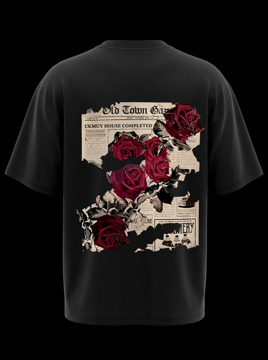 Red  Rose Over Size T-shirt