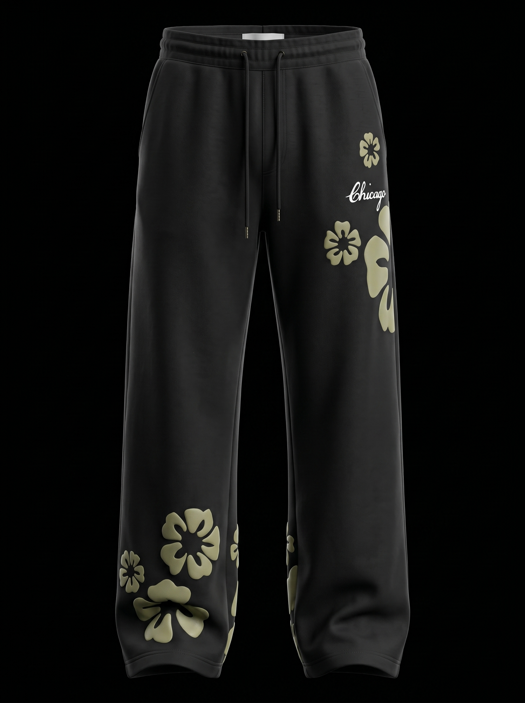 Black Flower Wide Leg Pant